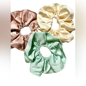 Chic Satin Scrunchie Trio - Rose, Ivory, and Mint